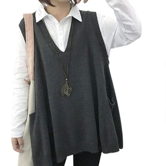 Loose Swing Chunky Cotton Sweater Vests Oversized - Picture 3 of 6